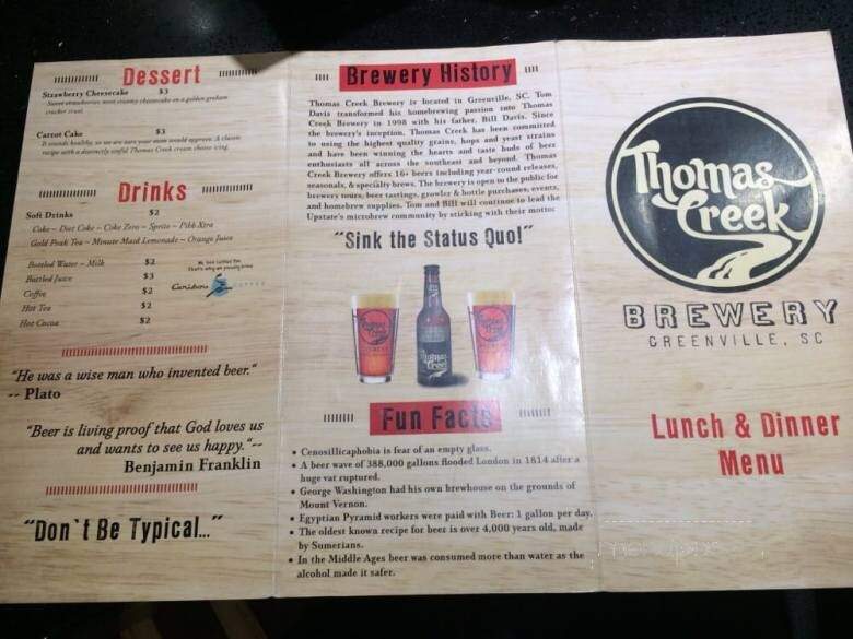 Thomas Creek Grill - Greer, SC menu_pic