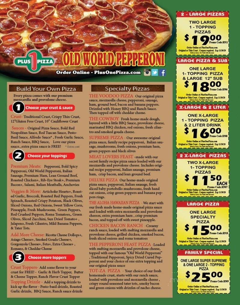 Plus One Pizza - Coshocton, OH menu_pic