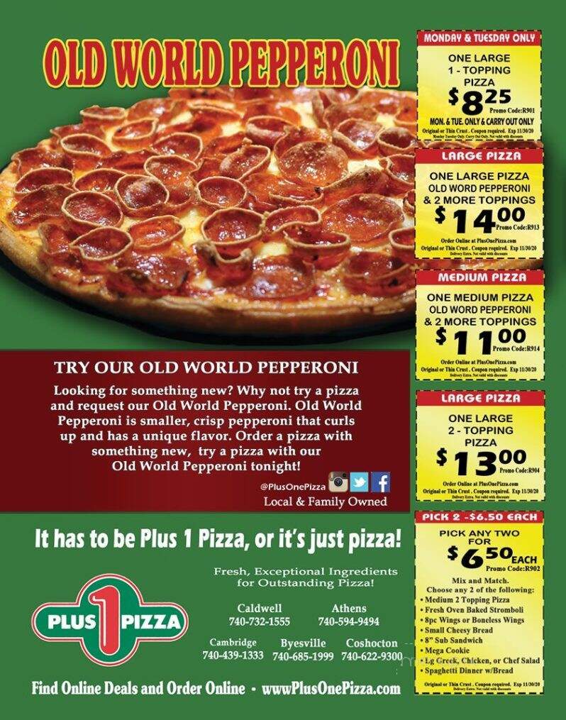 Plus One Pizza - Coshocton, OH menu_pic