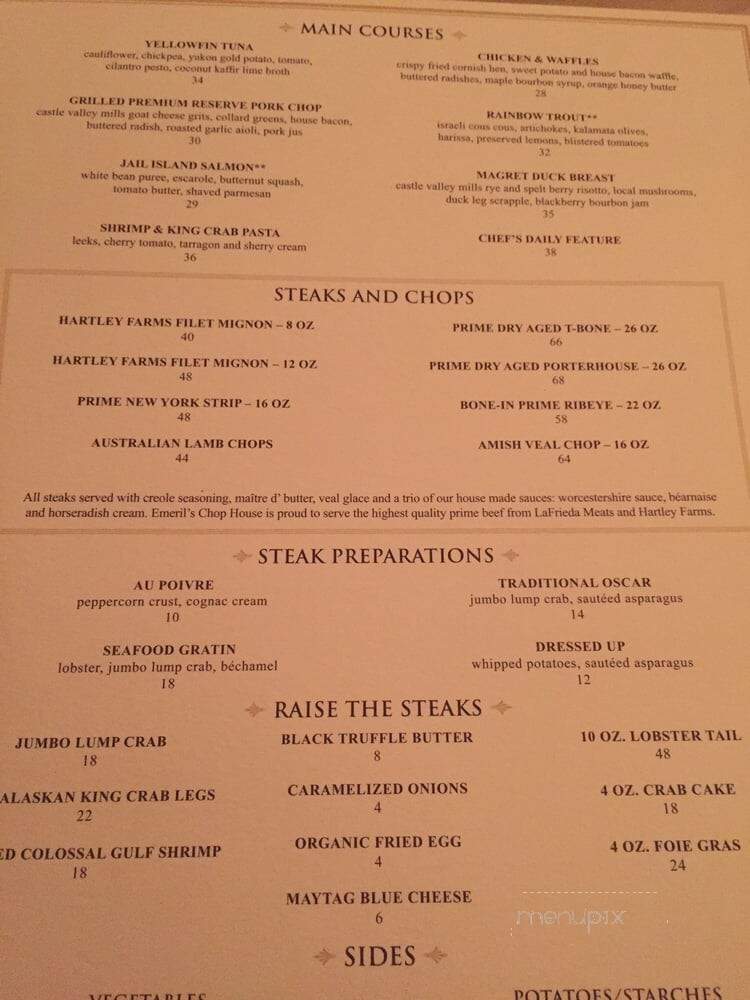 Emeril's Chop House - Bethlehem, PA menu_pic