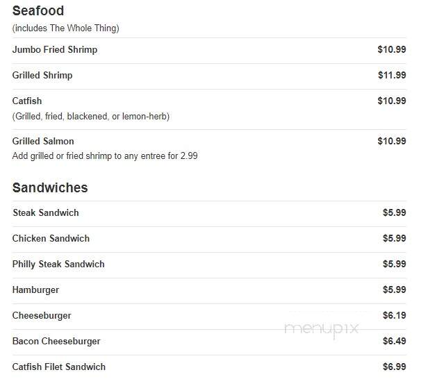 Western Sizzlin Steak House - Valdosta, GA menu_pic