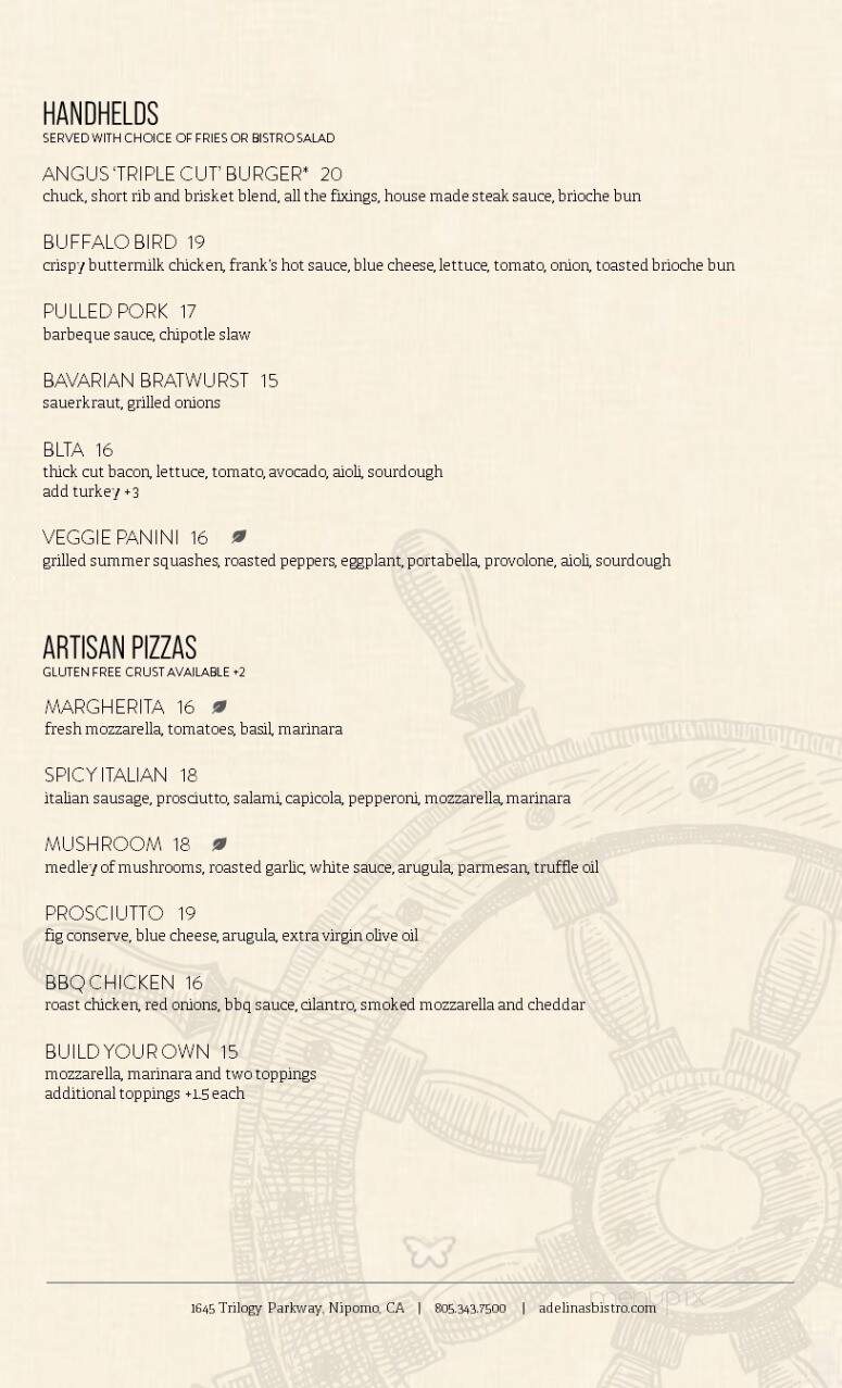 Adelina's Bistro - Nipomo, CA menu_pic