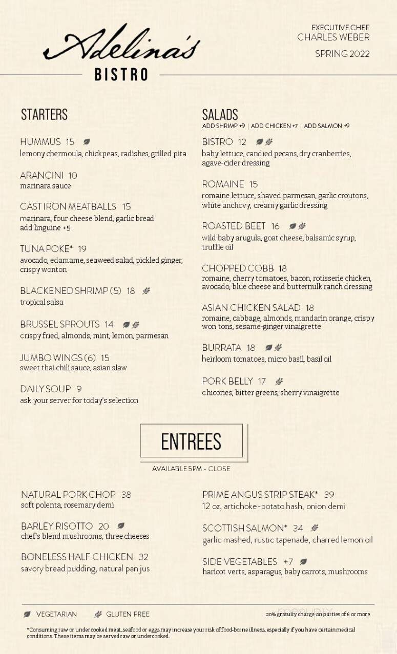 Adelina's Bistro - Nipomo, CA menu_pic