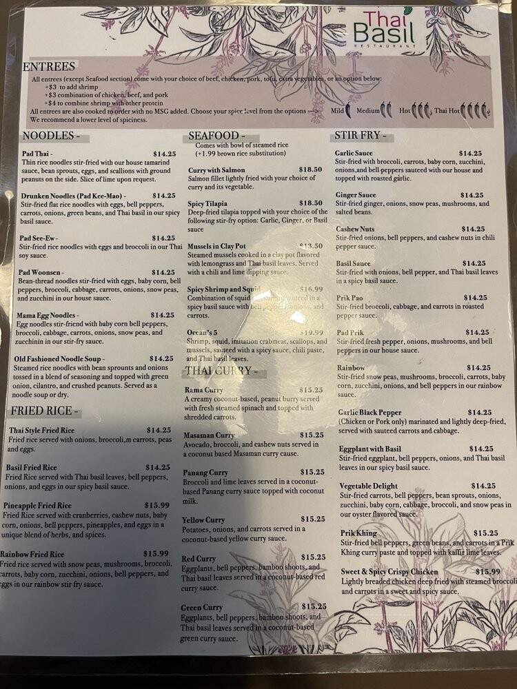 Thai Basil - Sevierville, TN menu_pic