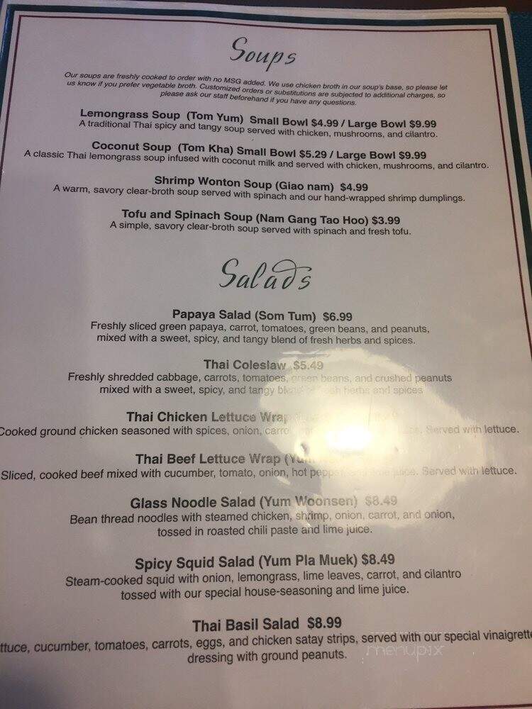 Thai Basil - Sevierville, TN menu_pic