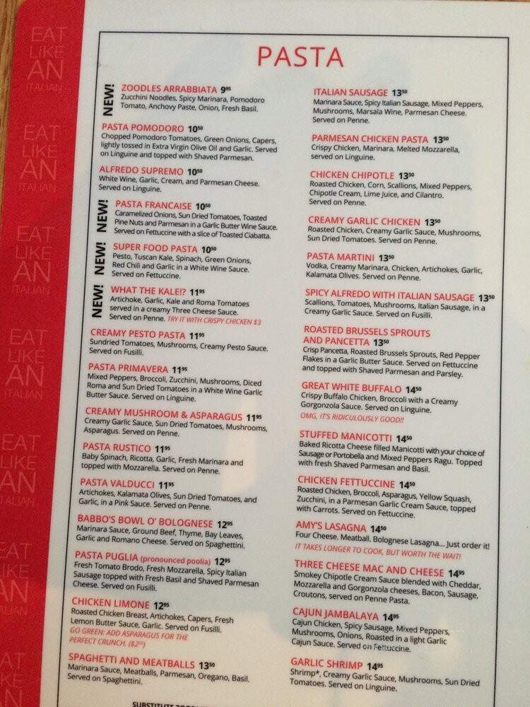 Babbo Italian Eatery - Mesa, AZ menu_pic