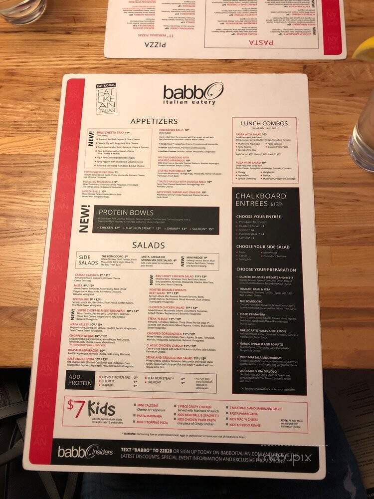 Babbo Italian Eatery - Mesa, AZ menu_pic
