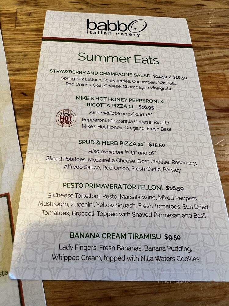 Babbo Italian Eatery - Mesa, AZ menu_pic