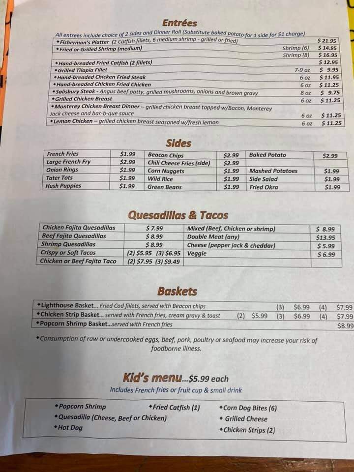 Fisherman's Point Marina - Streetman, TX menu_pic