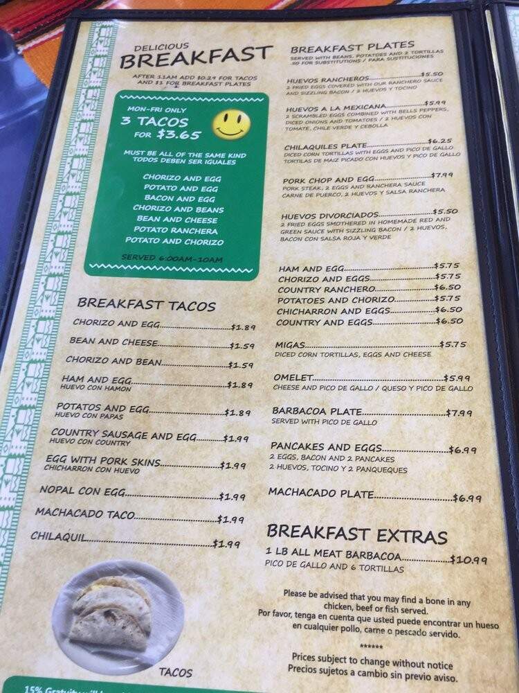 Jaime's Mexican Restaurant - San Antonio, TX menu_pic