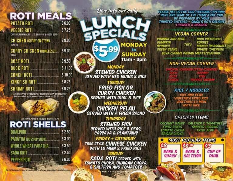 Singh's Roti Delight - Lauderdale Lakes, FL menu_pic