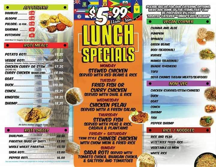 Singh's Roti Delight - Lauderdale Lakes, FL menu_pic