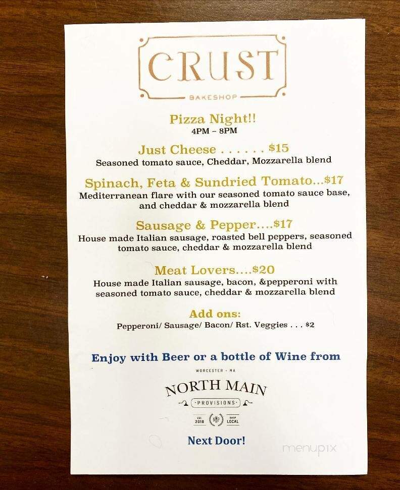 Crust Artisan Bakeshop - Worcester, MA menu_pic