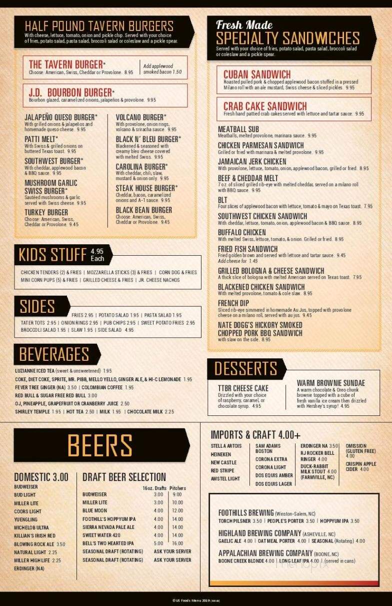 The Town Tavern - Blowing Rock, NC menu_pic