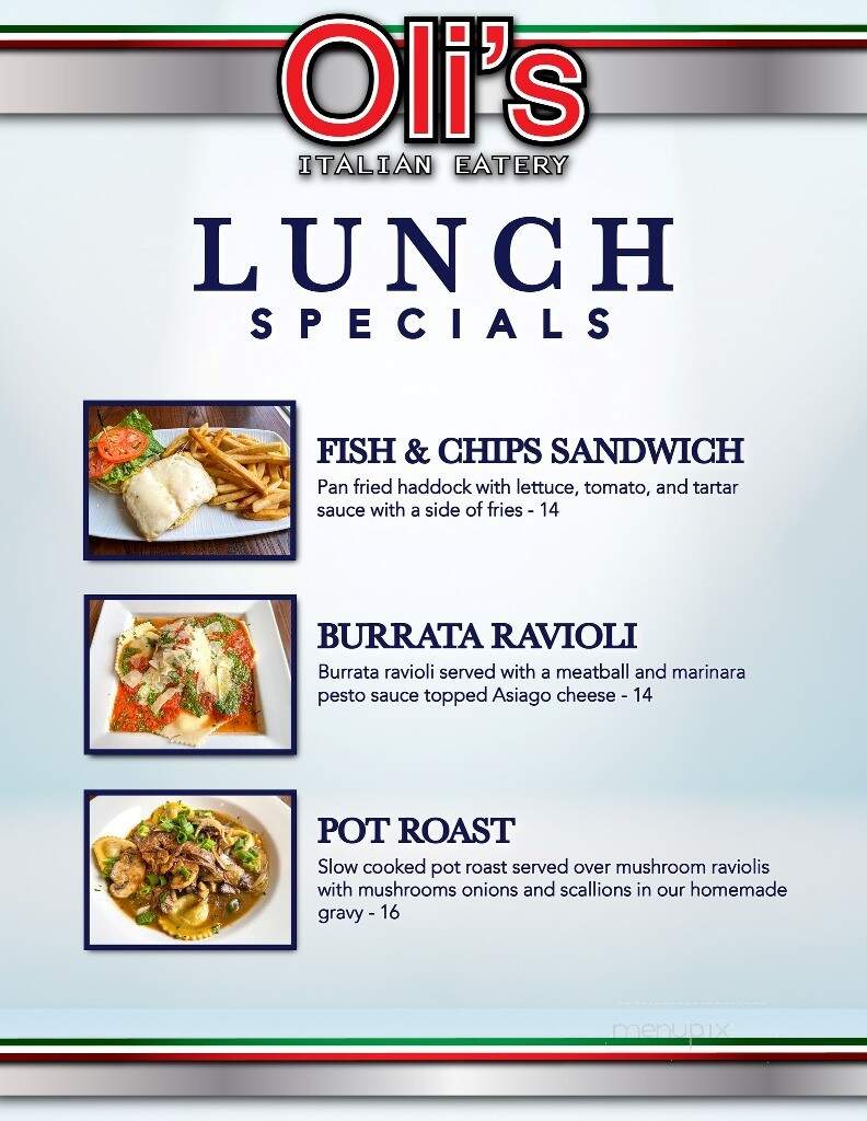 Oli's Italian Restaurant - West Boylston, MA menu_pic