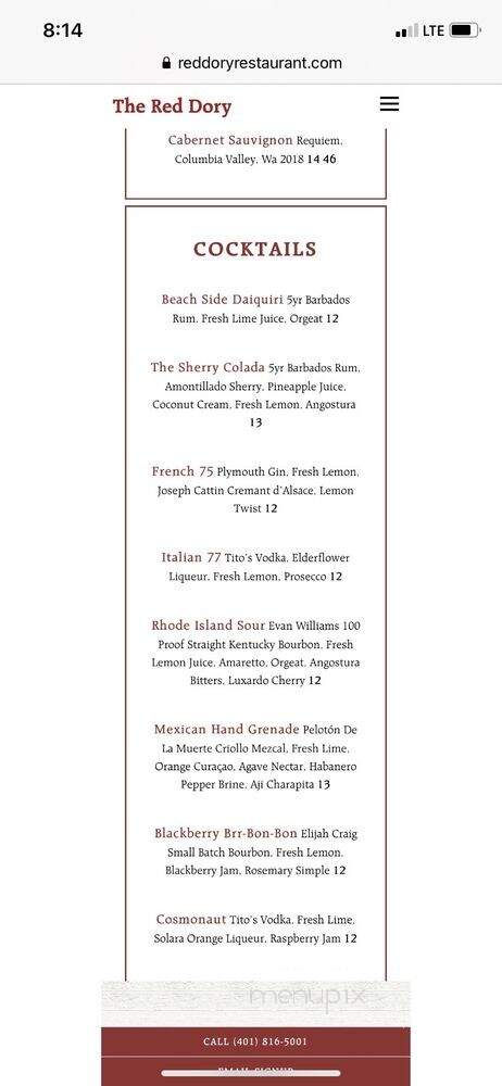 Red Dory - Tiverton, RI menu_pic
