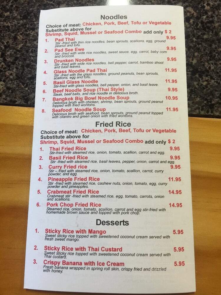 Bangkok Thai Cuisine - Lewes, DE menu_pic
