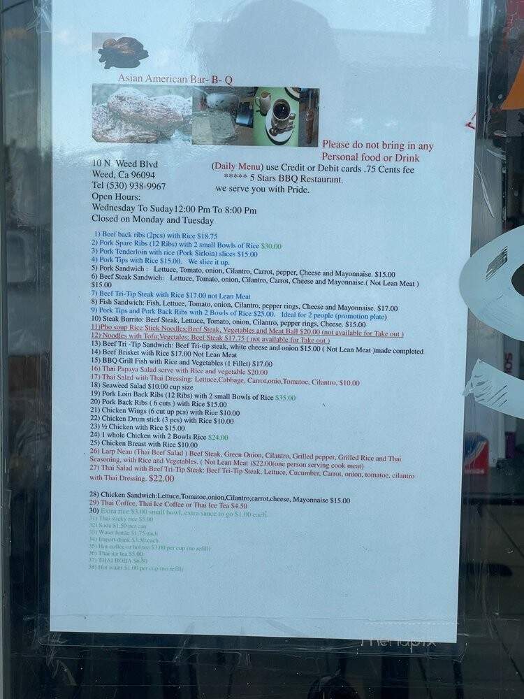 Asia American BBQ - Weed, CA menu_pic
