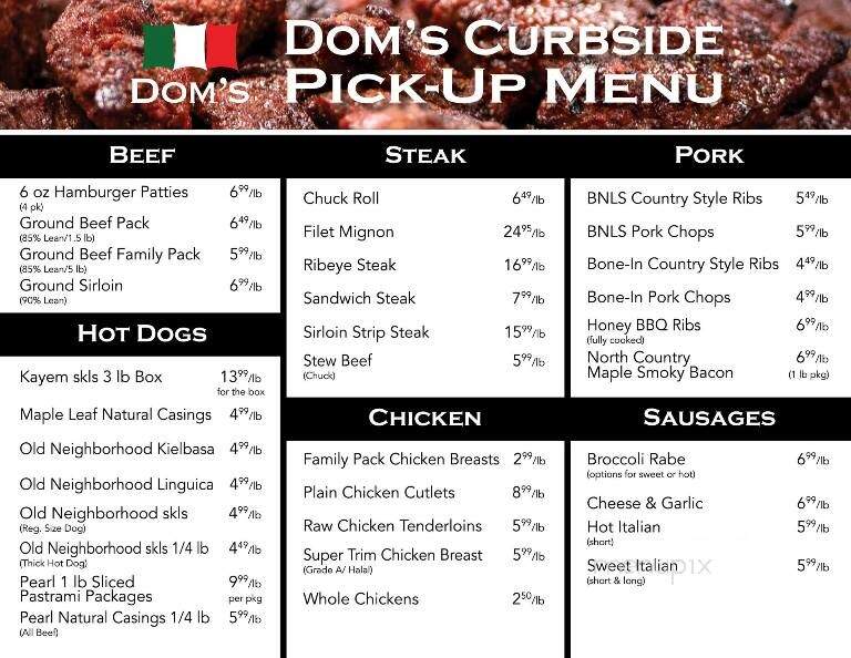 Dom's Sausage Co Inc - Malden, MA menu_pic