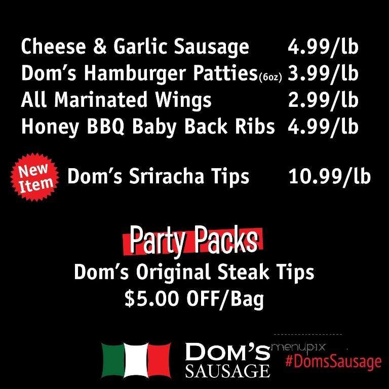 Dom's Sausage Co Inc - Malden, MA menu_pic