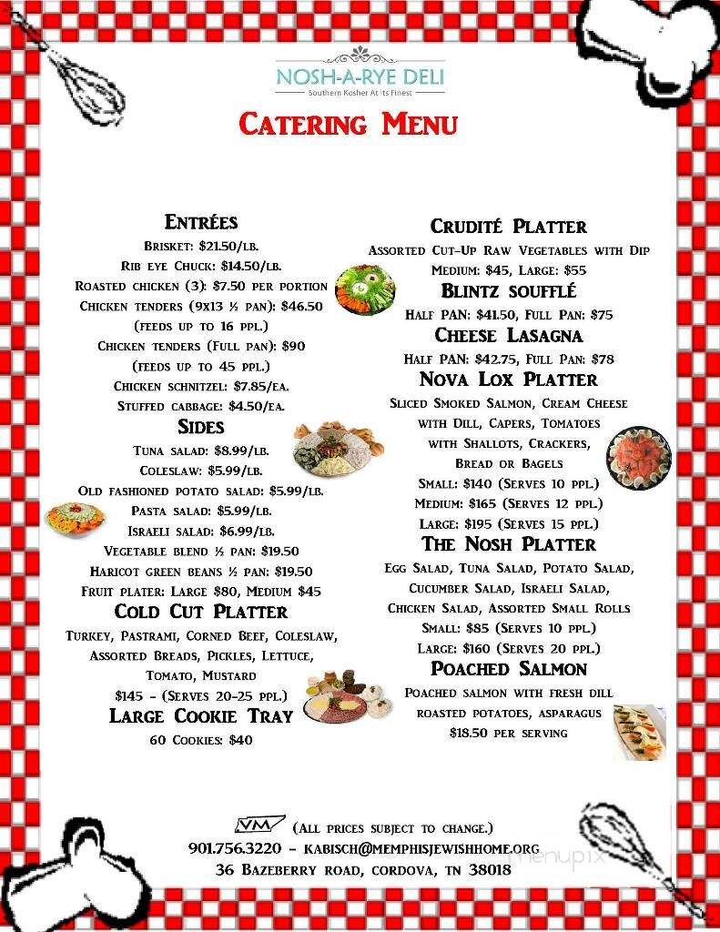 Nosh-a-Rye Kosher Deli - Cordova, TN menu_pic