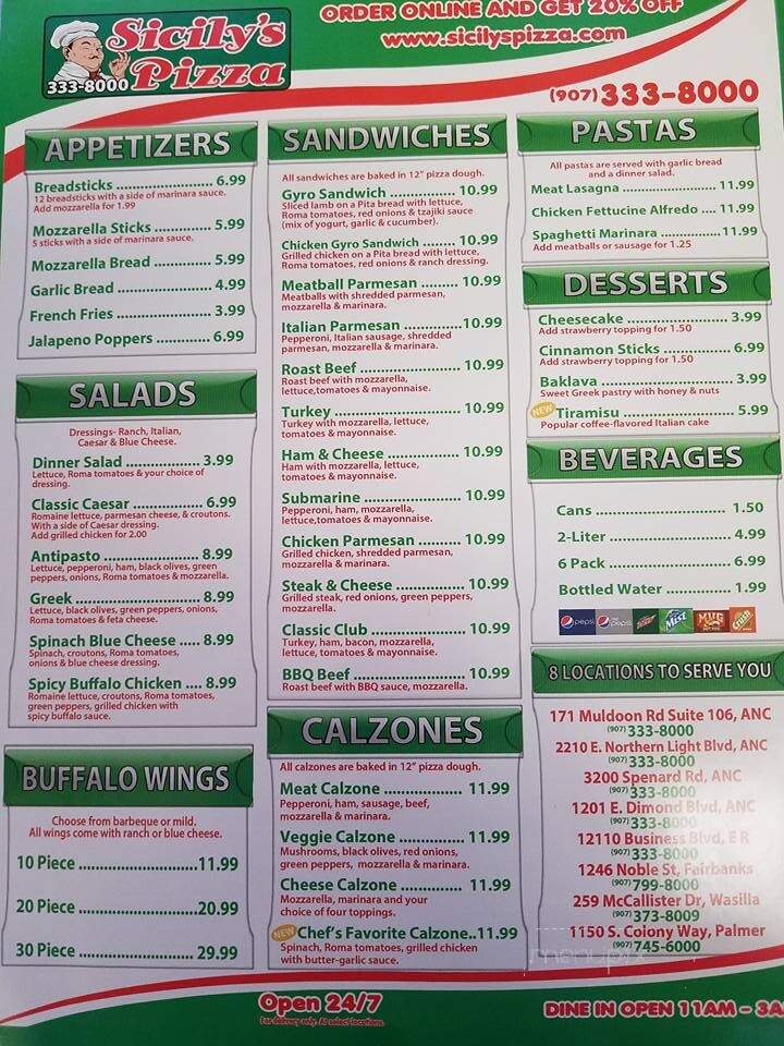 Sicily's Pizza - Fairbanks, AK menu_pic