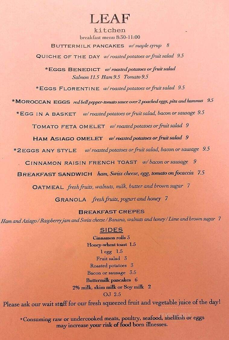 Leaf Kitchen - Iowa City, IA menu_pic