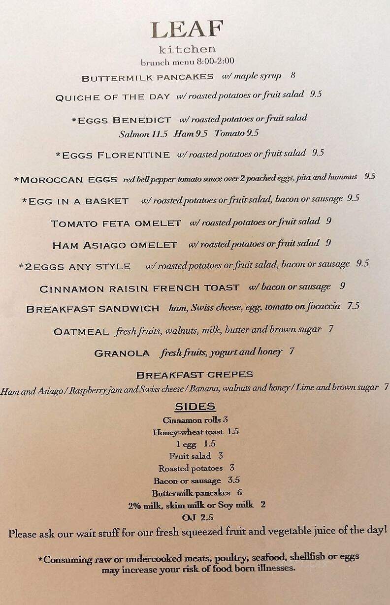 Leaf Kitchen - Iowa City, IA menu_pic