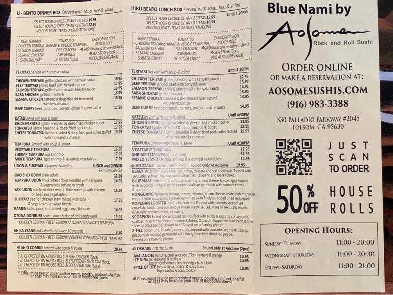 Blue Nami Sushi - Roseville, CA menu_pic