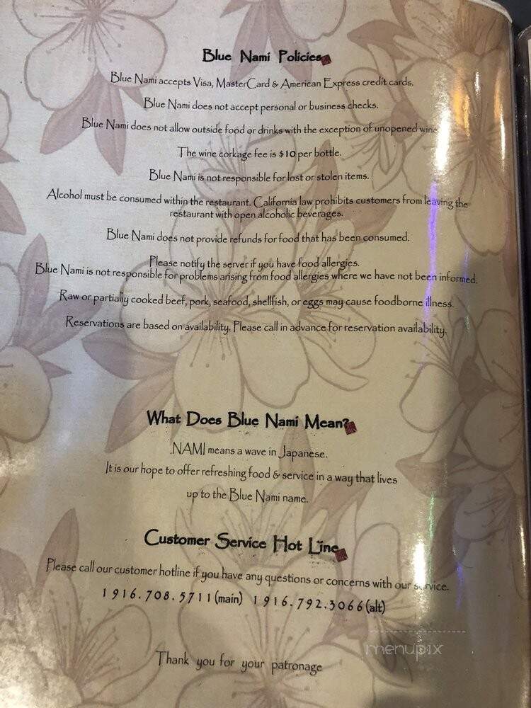 Blue Nami Sushi - Roseville, CA menu_pic