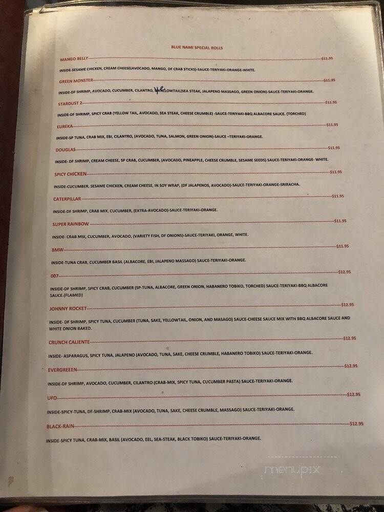 Blue Nami Sushi - Roseville, CA menu_pic