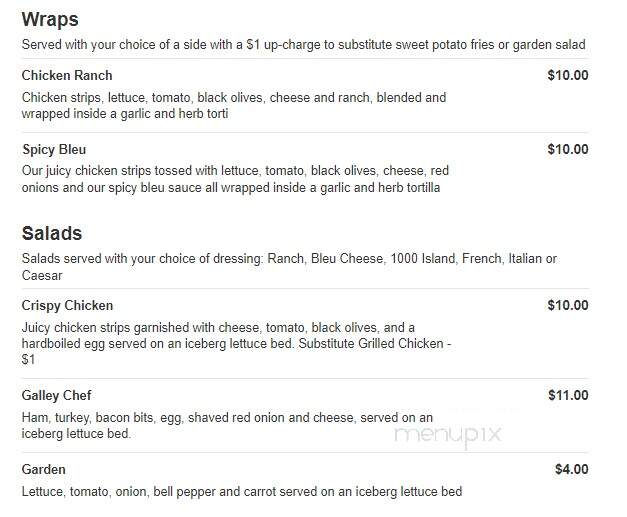 The Galley Motel & Steakhouse - Webster, SD menu_pic