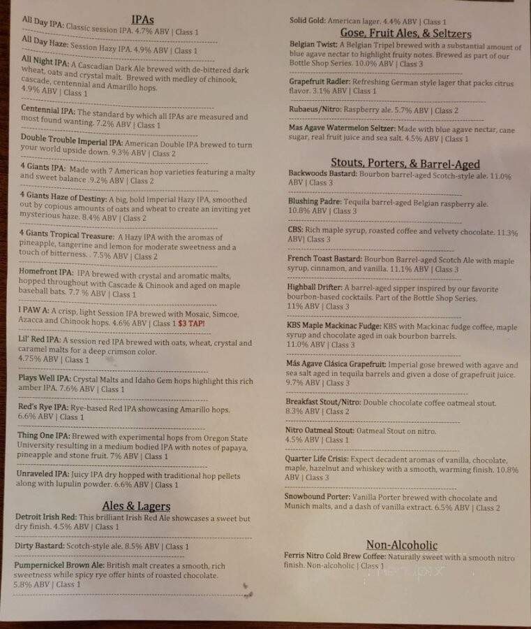 Founders Brewing Company - Grand Rapids, MI menu_pic
