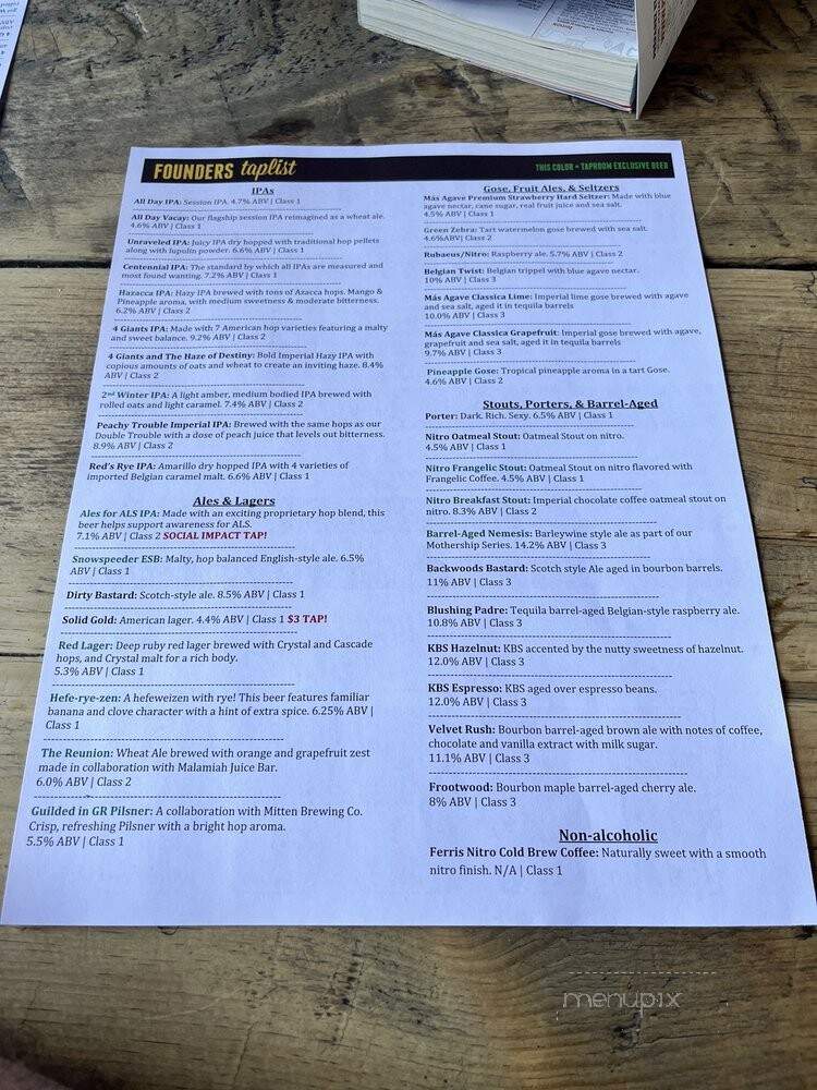 Founders Brewing Company - Grand Rapids, MI menu_pic
