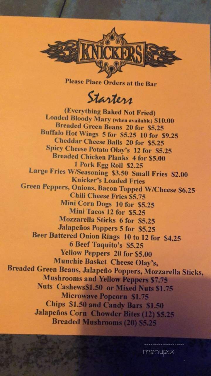 Knicker's Saloon - Dubuque, IA menu_pic
