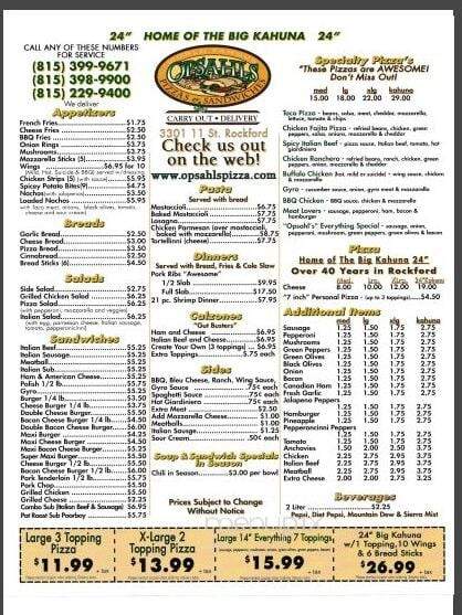 Opsahl's Tavern - Rockford, IL menu_pic