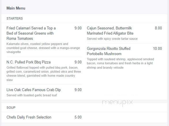 Live Oak Cafe - Southport, NC menu_pic