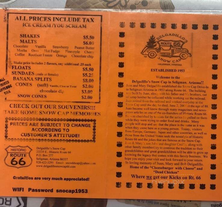 Delgadillos Snow Cap - Seligman, AZ menu_pic
