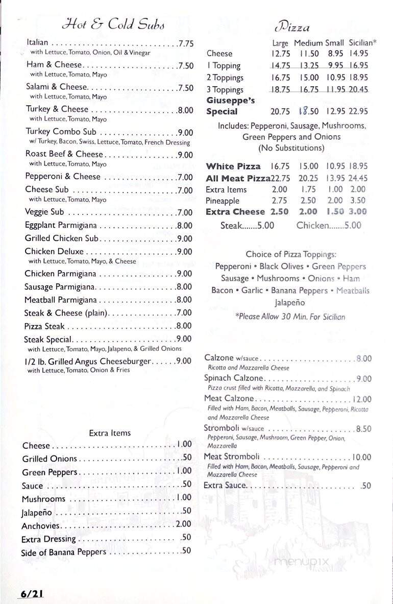Giuseppe's Italian Restaurant and Pizzeria - Fellsmere, FL menu_pic