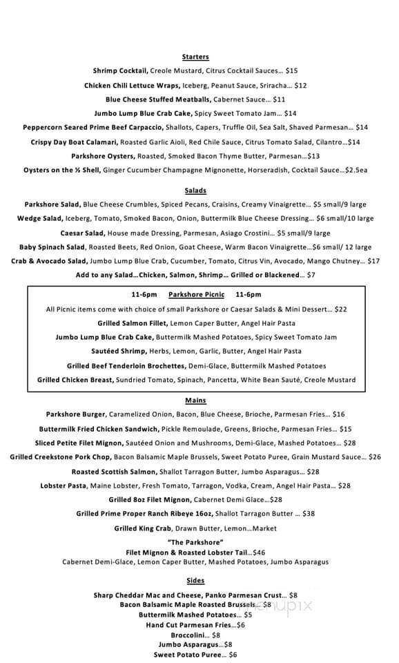 Parkshore Grill - St Petersburg, FL menu_pic