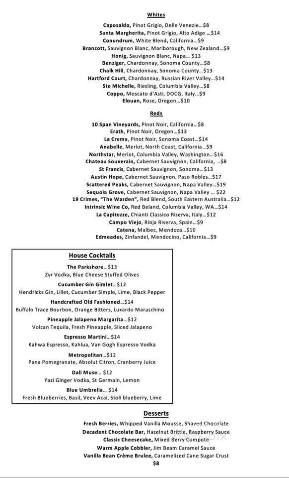 Parkshore Grill - St Petersburg, FL menu_pic