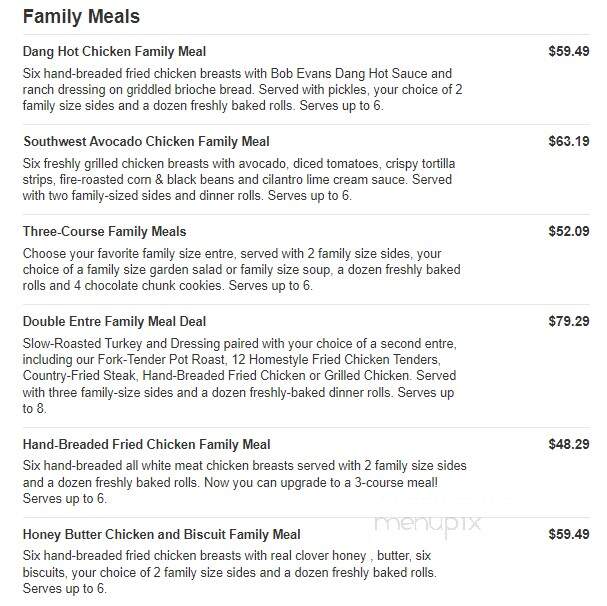 Bob Evans Restaurant - Dundee, MI menu_pic