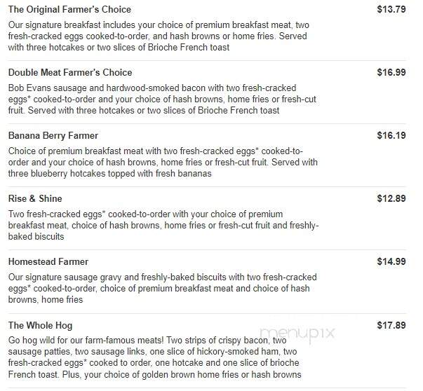 Bob Evans Restaurant - Dundee, MI menu_pic