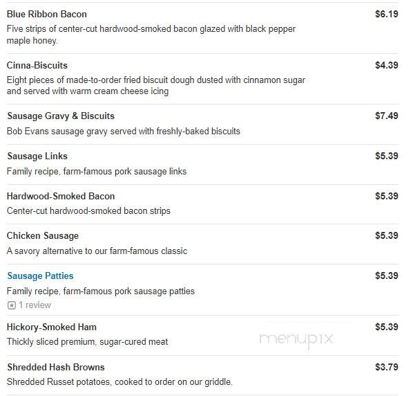 Bob Evans Restaurant - Dundee, MI menu_pic