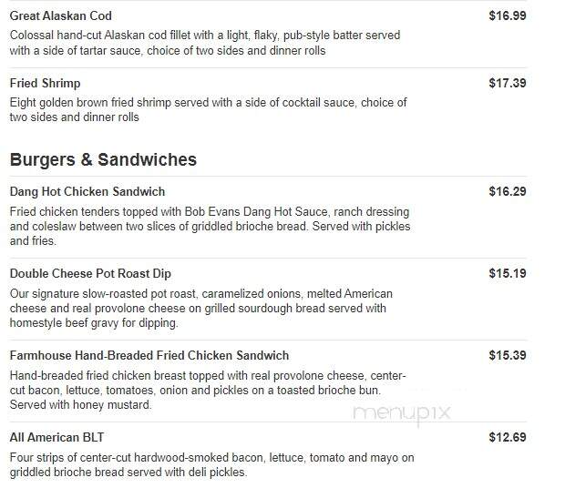 Bob Evans Restaurant - Dundee, MI menu_pic