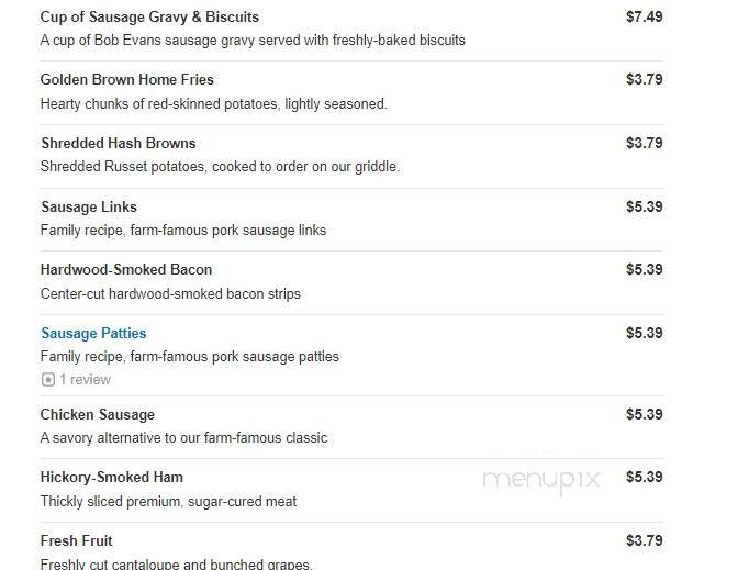 Bob Evans Restaurant - Dundee, MI menu_pic