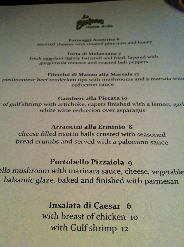 La Bistecca Italian Grille - Plymouth, MI menu_pic