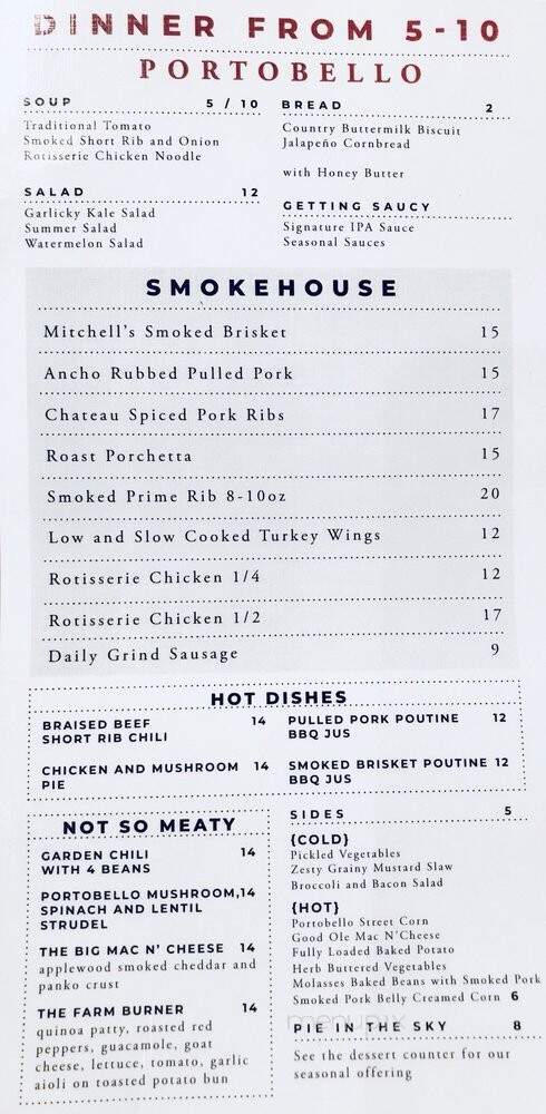 Portobello - Whistler, BC menu_pic