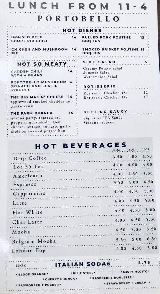 Portobello - Whistler, BC menu_pic