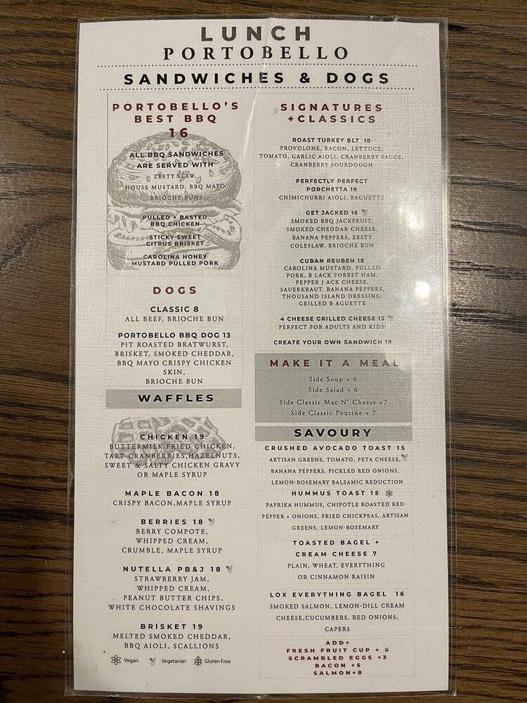 Portobello - Whistler, BC menu_pic